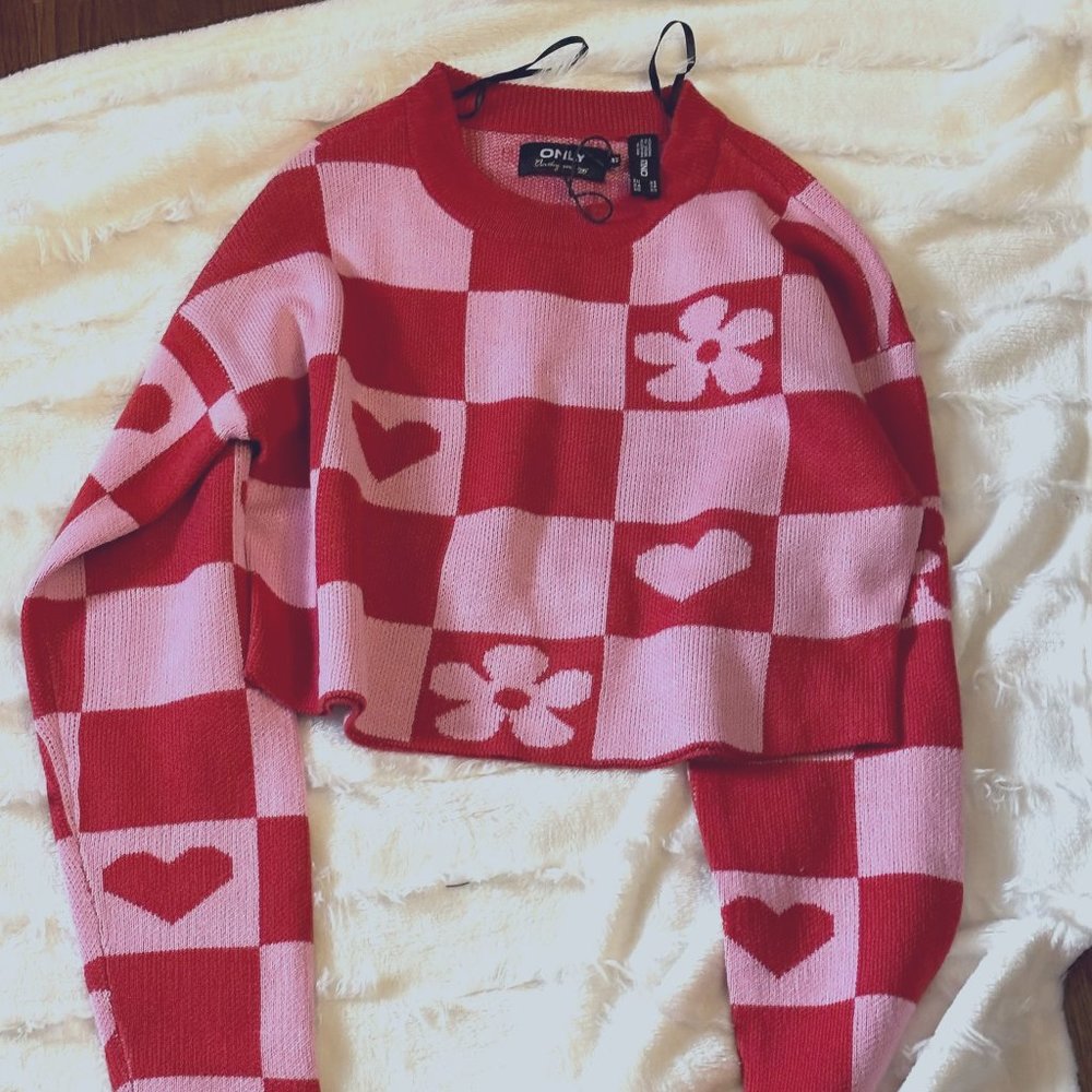 XS ONLY red and pink sweatshirt